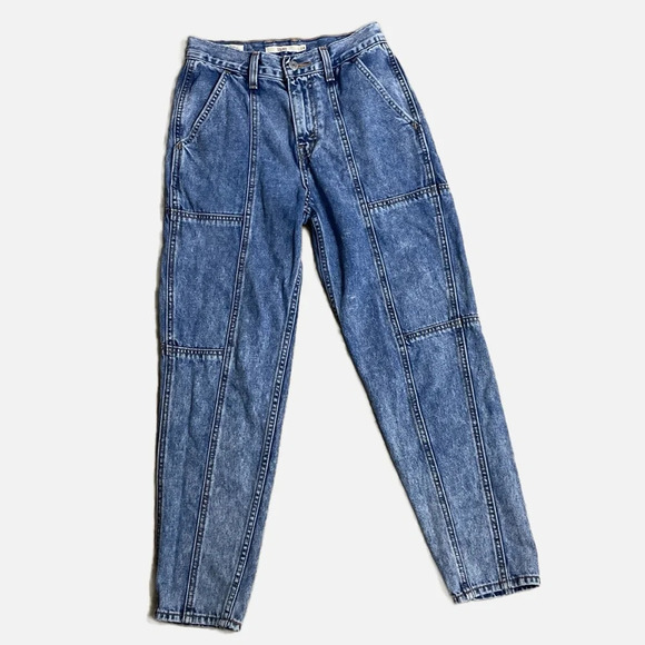 Levi’s Premium Mom Jean Size 24 Blue Faded Wash High Waisted Seam Details - Picture 1 of 11